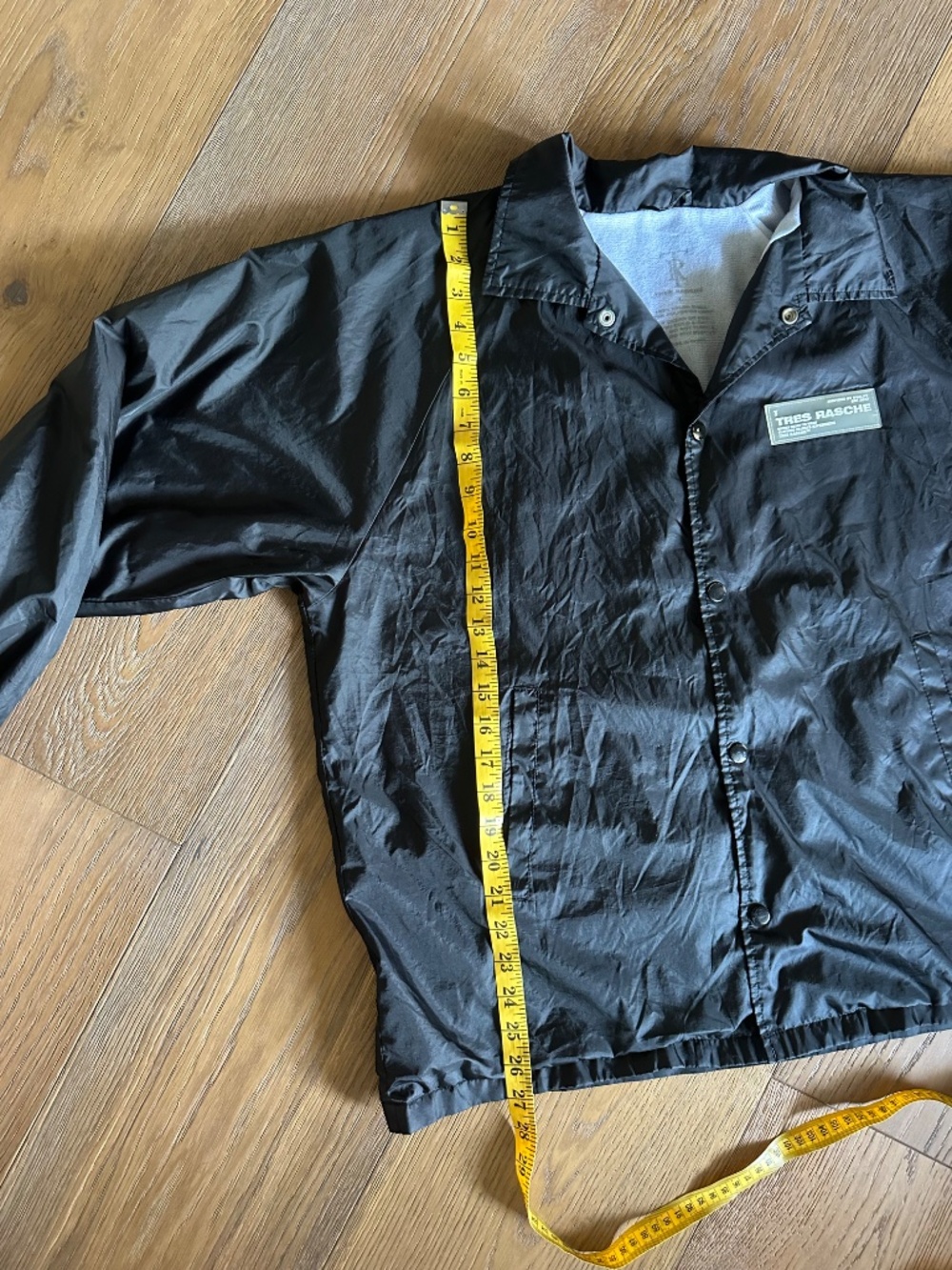 Tres Rasche Black Unisex Snap Front Windbreaker Jacket Size Large - Picture 9 of 13